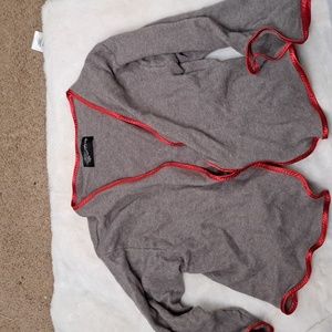Ruby Regis Gray Knit Cardigan Red Ribbon Sweater